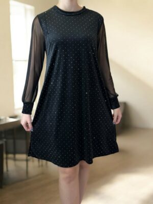 Sparkle Βελούδινο Φόρεμα με Διαφάνεια