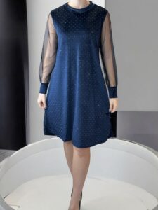 Sparkle Βελούδινο Φόρεμα με Διαφάνεια