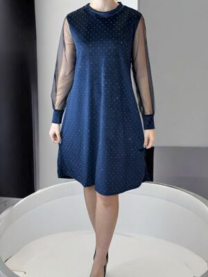 Sparkle Βελούδινο Φόρεμα με Διαφάνεια