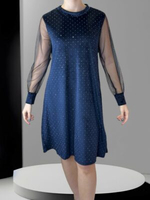 Sparkle Βελούδινο Φόρεμα με Διαφάνεια