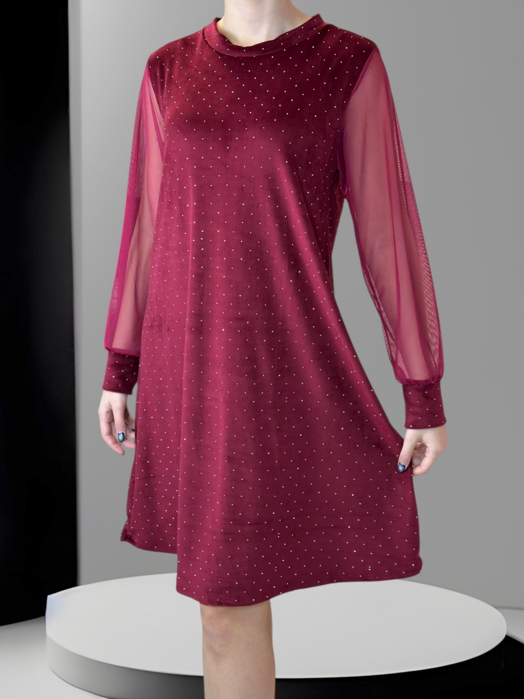 Sparkle Βελούδινο Φόρεμα με Διαφάνεια Sparkle Βελούδινο Φόρεμα με Διαφάνεια