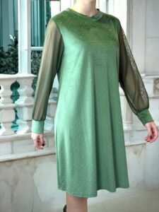 Sparkle Βελούδινο Φόρεμα με Διαφάνεια