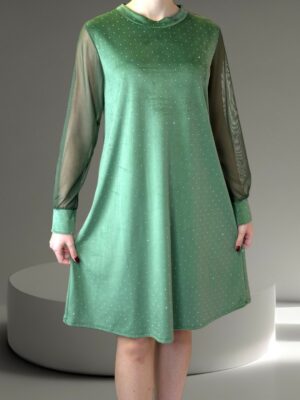 Sparkle Βελούδινο Φόρεμα με Διαφάνεια