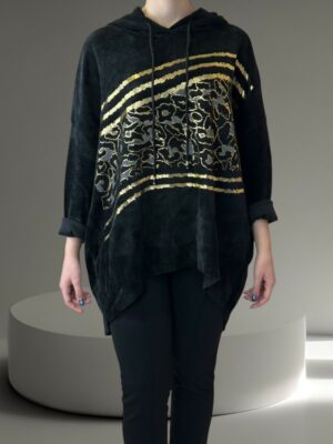 Casual Κοτλέ Φούτερ με Κουκούλα και Στάμπα