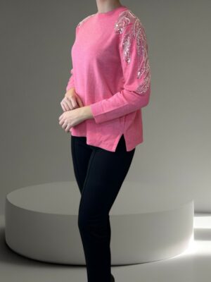 Modern Πουλόβερ με Πλούσια Χάντρα στο Μανίκι