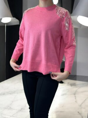 Modern Πουλόβερ με Πλούσια Χάντρα στο Μανίκι