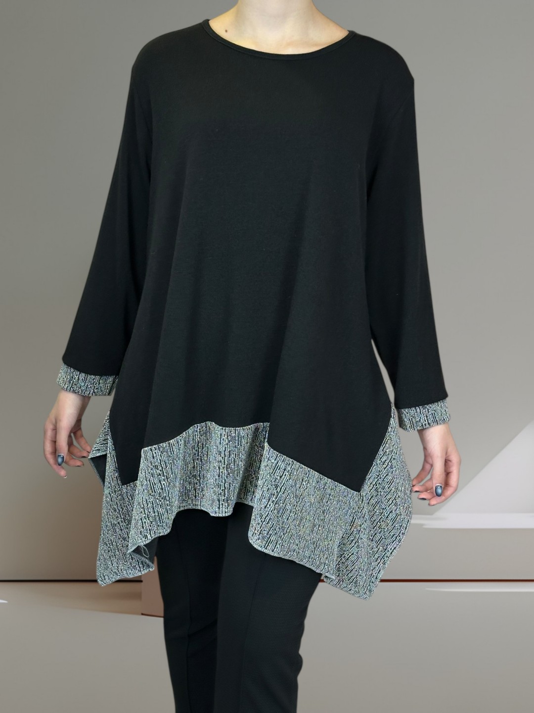 Μπλούζα με Λαμπερή Λουρεξ Λωρίδα Μπλούζα με Λαμπερή Λουρεξ Λωρίδα