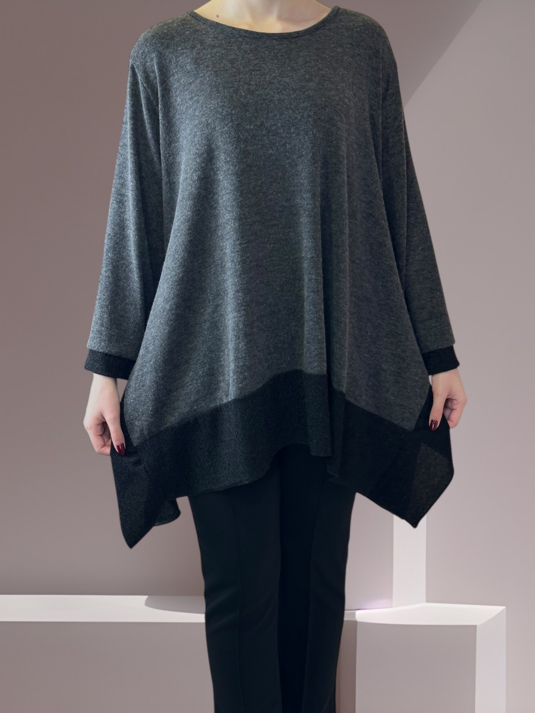 Μπλούζα με Λαμπερή Λουρεξ Λωρίδα Μπλούζα με Λαμπερή Λουρεξ Λωρίδα