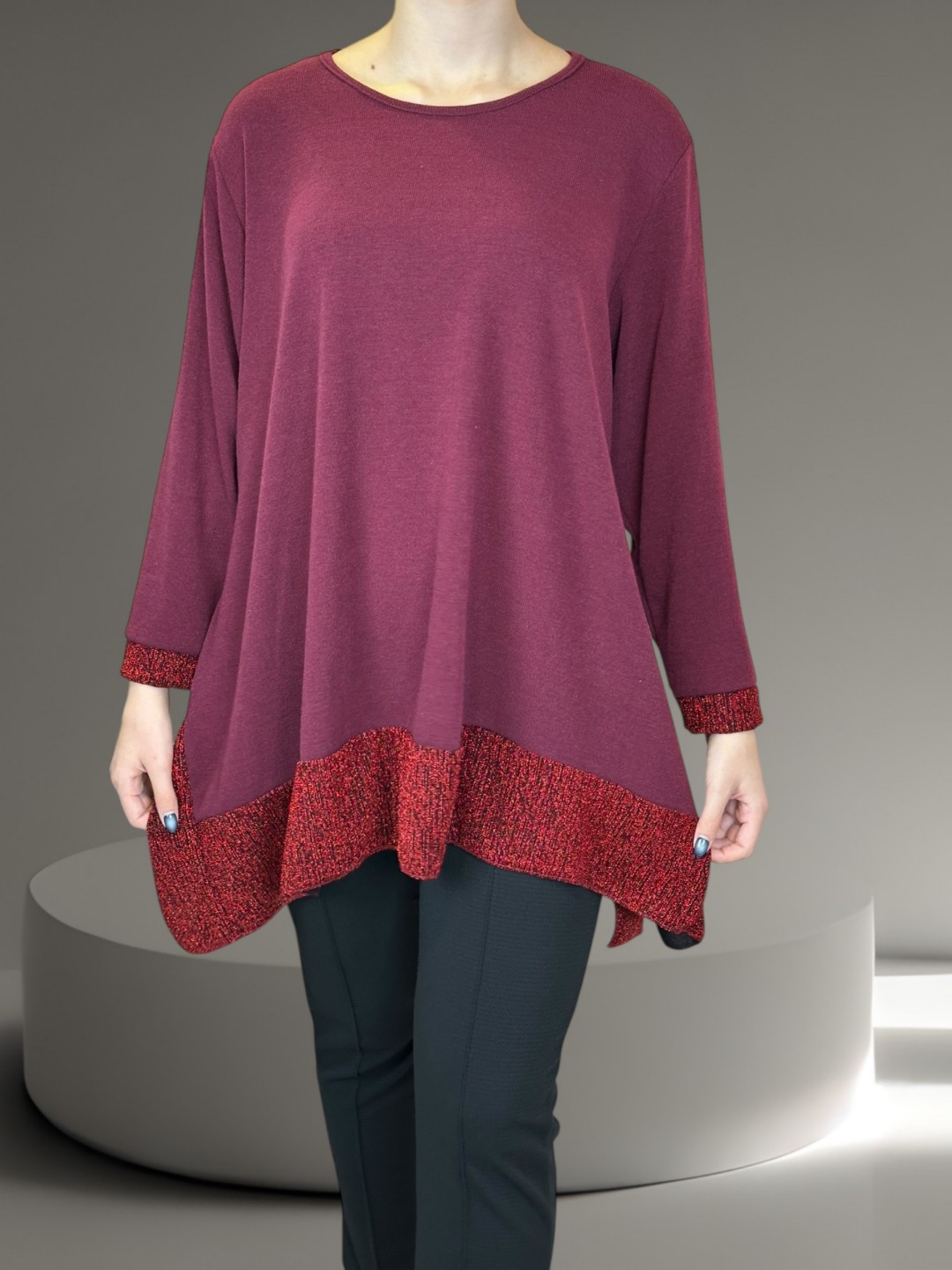 Μπλούζα με Λαμπερή Λουρεξ Λωρίδα Μπλούζα με Λαμπερή Λουρεξ Λωρίδα