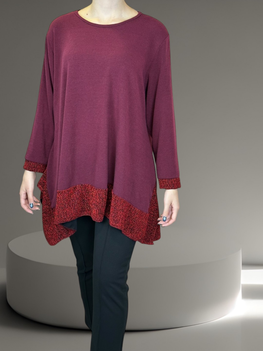 Μπλούζα με Λαμπερή Λουρεξ Λωρίδα Μπλούζα με Λαμπερή Λουρεξ Λωρίδα