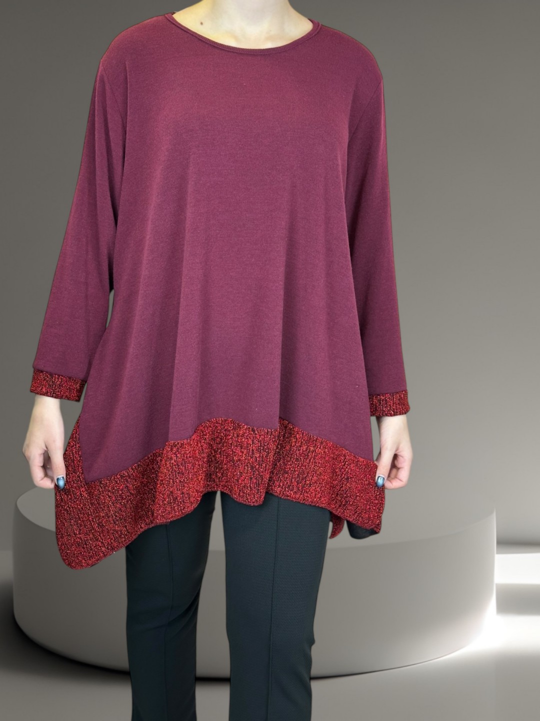 Μπλούζα με Λαμπερή Λουρεξ Λωρίδα Μπλούζα με Λαμπερή Λουρεξ Λωρίδα