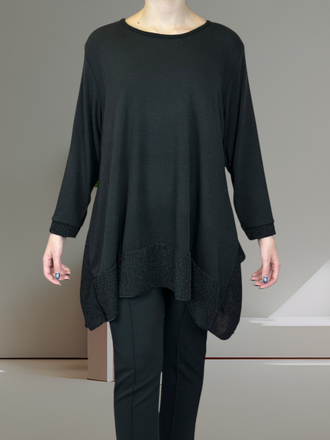 Μπλούζα με Λαμπερή Λουρεξ Λωρίδα Μπλούζα με Λαμπερή Λουρεξ Λωρίδα