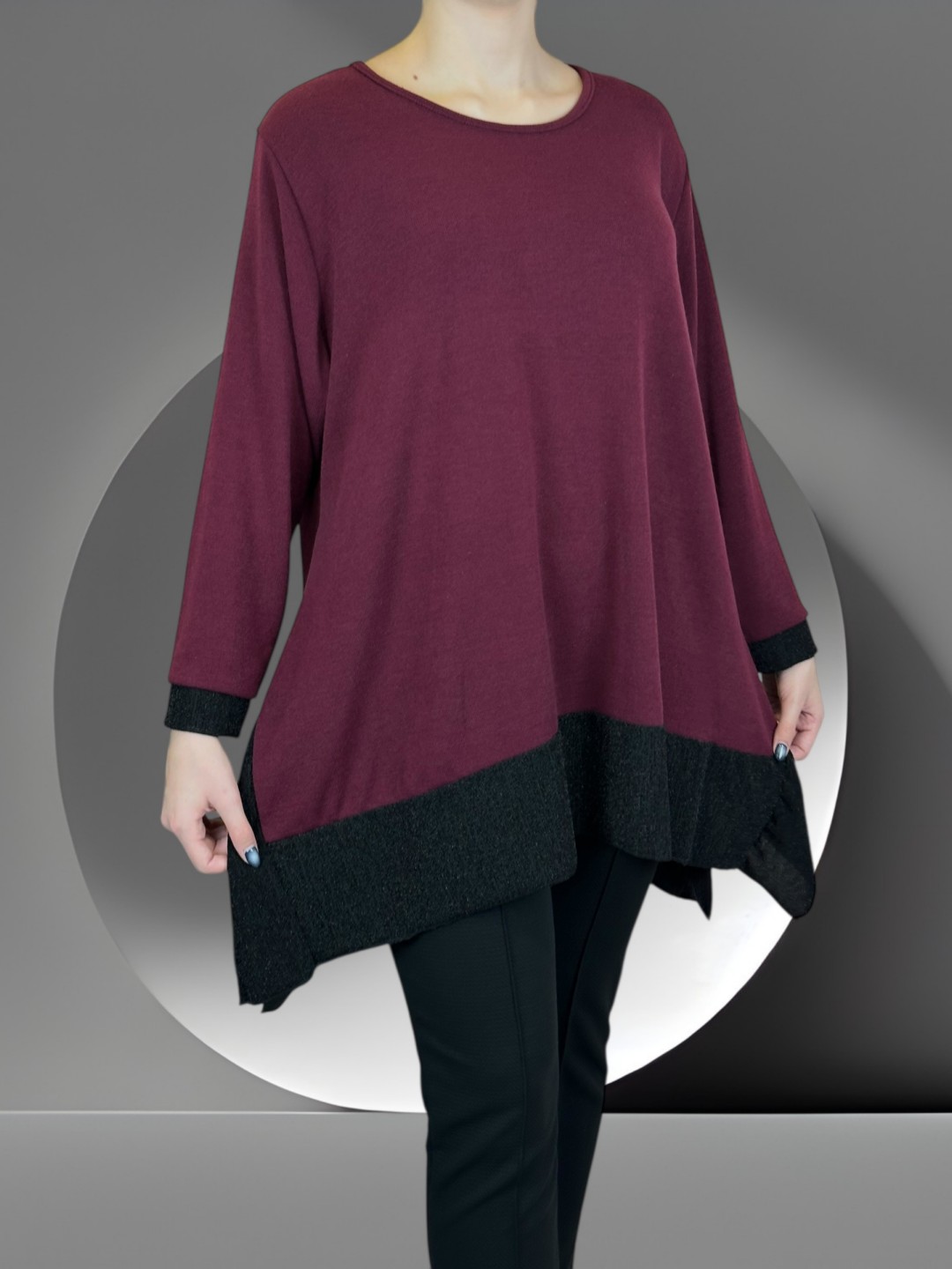 Μπλούζα με Λαμπερή Λουρεξ Λωρίδα Μπλούζα με Λαμπερή Λουρεξ Λωρίδα