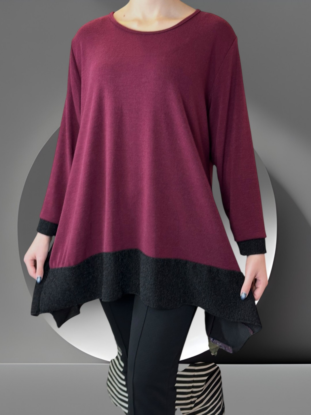 Μπλούζα με Λαμπερή Λουρεξ Λωρίδα Μπλούζα με Λαμπερή Λουρεξ Λωρίδα