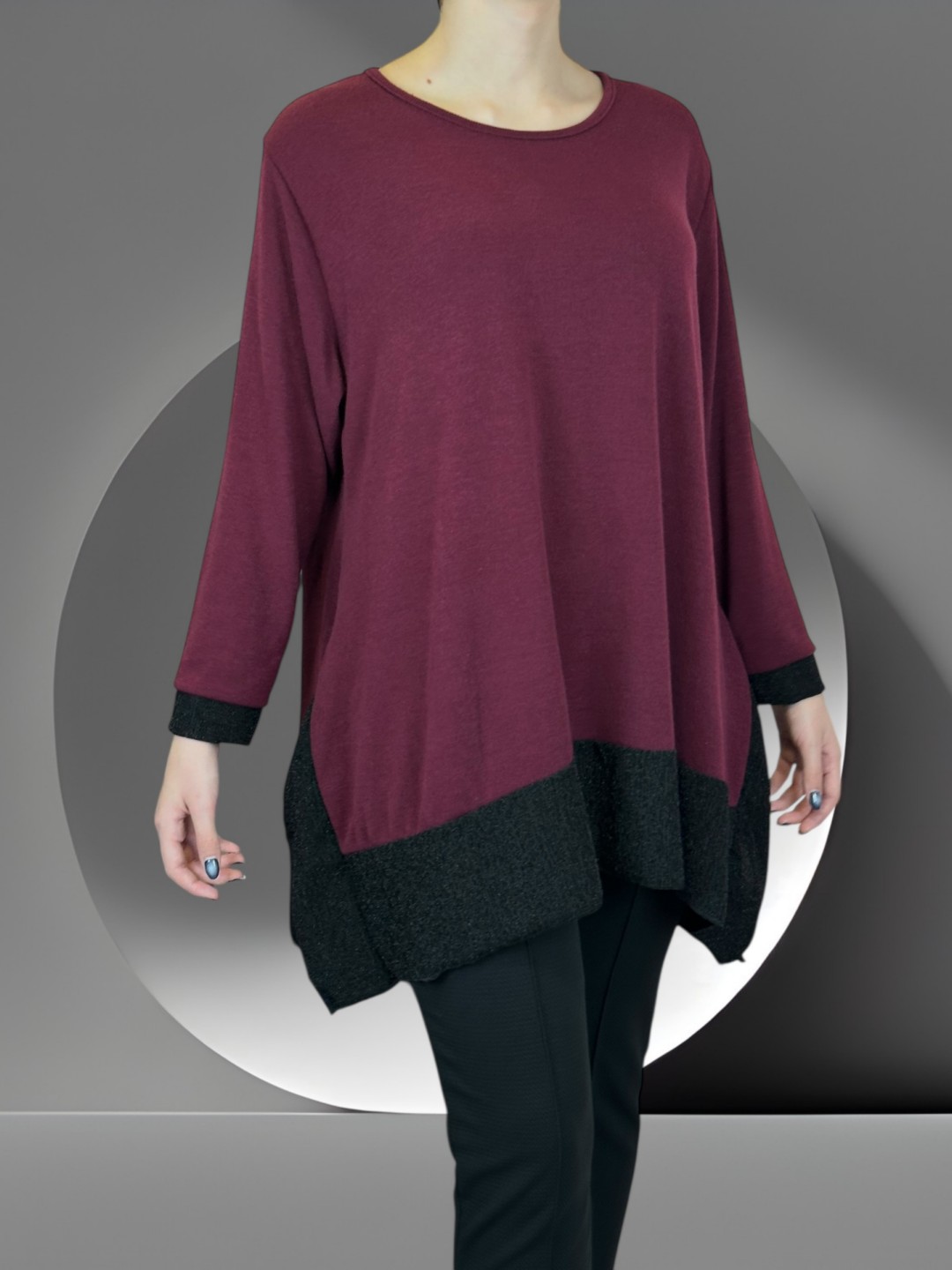 Μπλούζα με Λαμπερή Λουρεξ Λωρίδα Μπλούζα με Λαμπερή Λουρεξ Λωρίδα