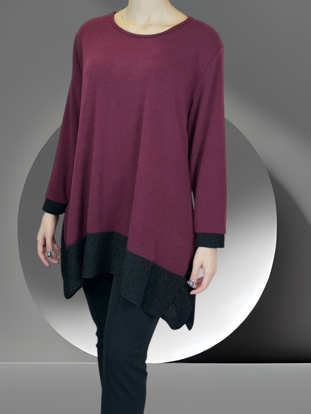 Μπλούζα με Λαμπερή Λουρεξ Λωρίδα Μπλούζα με Λαμπερή Λουρεξ Λωρίδα