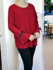 Lurex Glow Μπλούζα με Βολάν και Φιόγκο