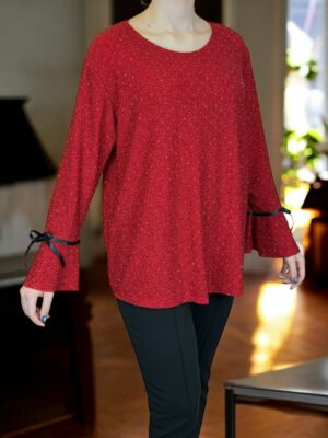 Lurex Glow Μπλούζα με Βολάν και Φιόγκο