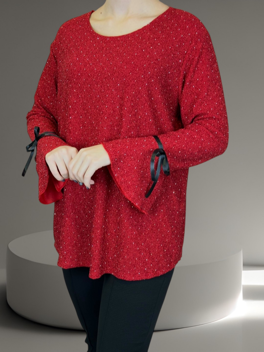 Lurex Glow Μπλούζα με Βολάν και Φιόγκο Lurex Glow Μπλούζα με Βολάν και Φιόγκο