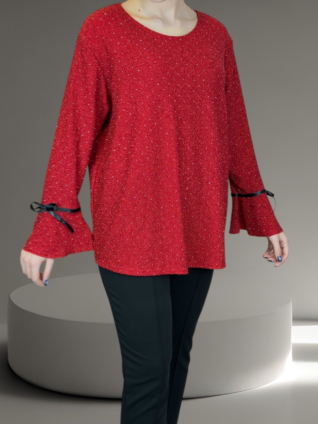 Lurex Glow Μπλούζα με Βολάν και Φιόγκο Lurex Glow Μπλούζα με Βολάν και Φιόγκο