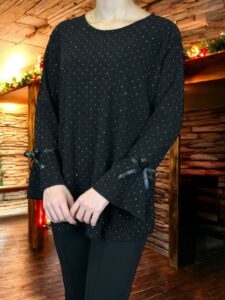 Lurex Glow Μπλούζα με Βολάν και Φιόγκο