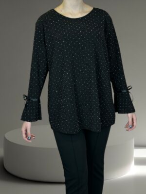 Lurex Glow Μπλούζα με Βολάν και Φιόγκο