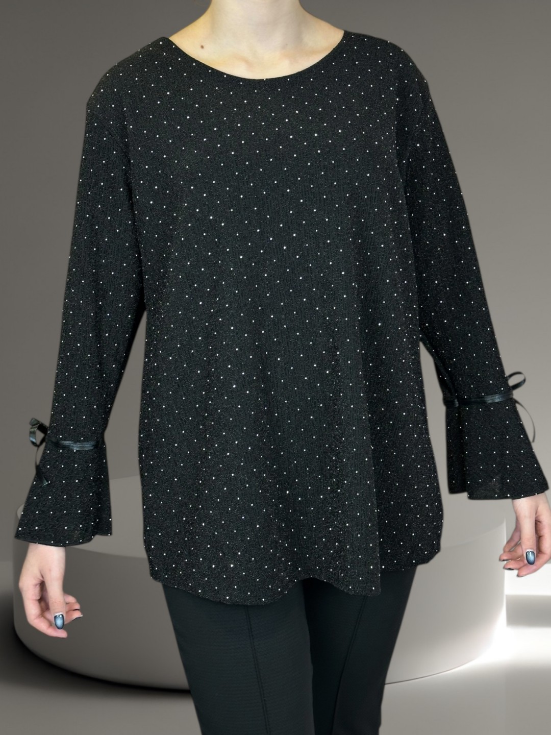 Lurex Glow Μπλούζα με Βολάν και Φιόγκο Lurex Glow Μπλούζα με Βολάν και Φιόγκο