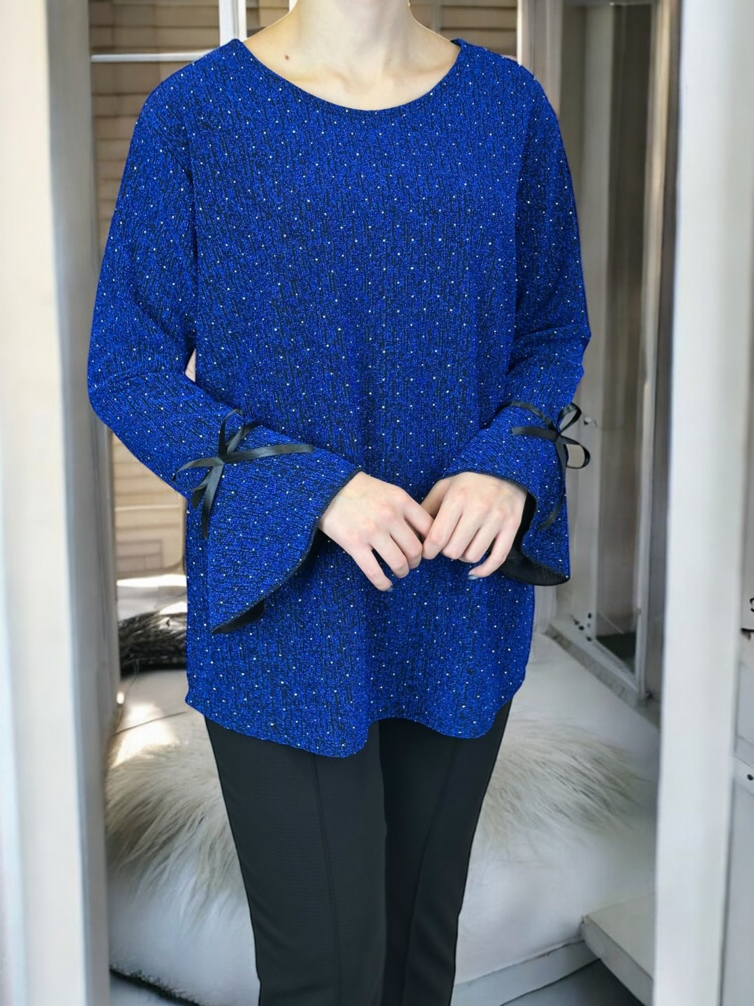 Lurex Glow Μπλούζα με Βολάν και Φιόγκο Lurex Glow Μπλούζα με Βολάν και Φιόγκο