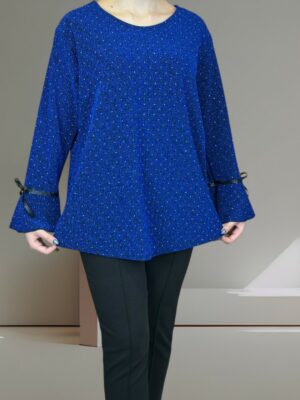 Lurex Glow Μπλούζα με Βολάν και Φιόγκο