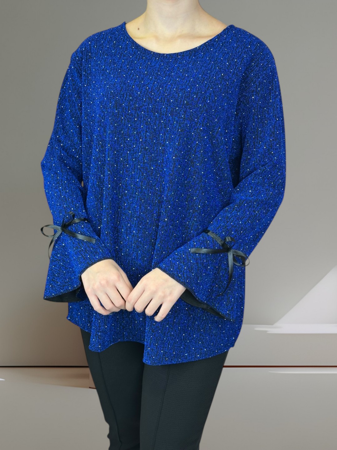 Lurex Glow Μπλούζα με Βολάν και Φιόγκο Lurex Glow Μπλούζα με Βολάν και Φιόγκο