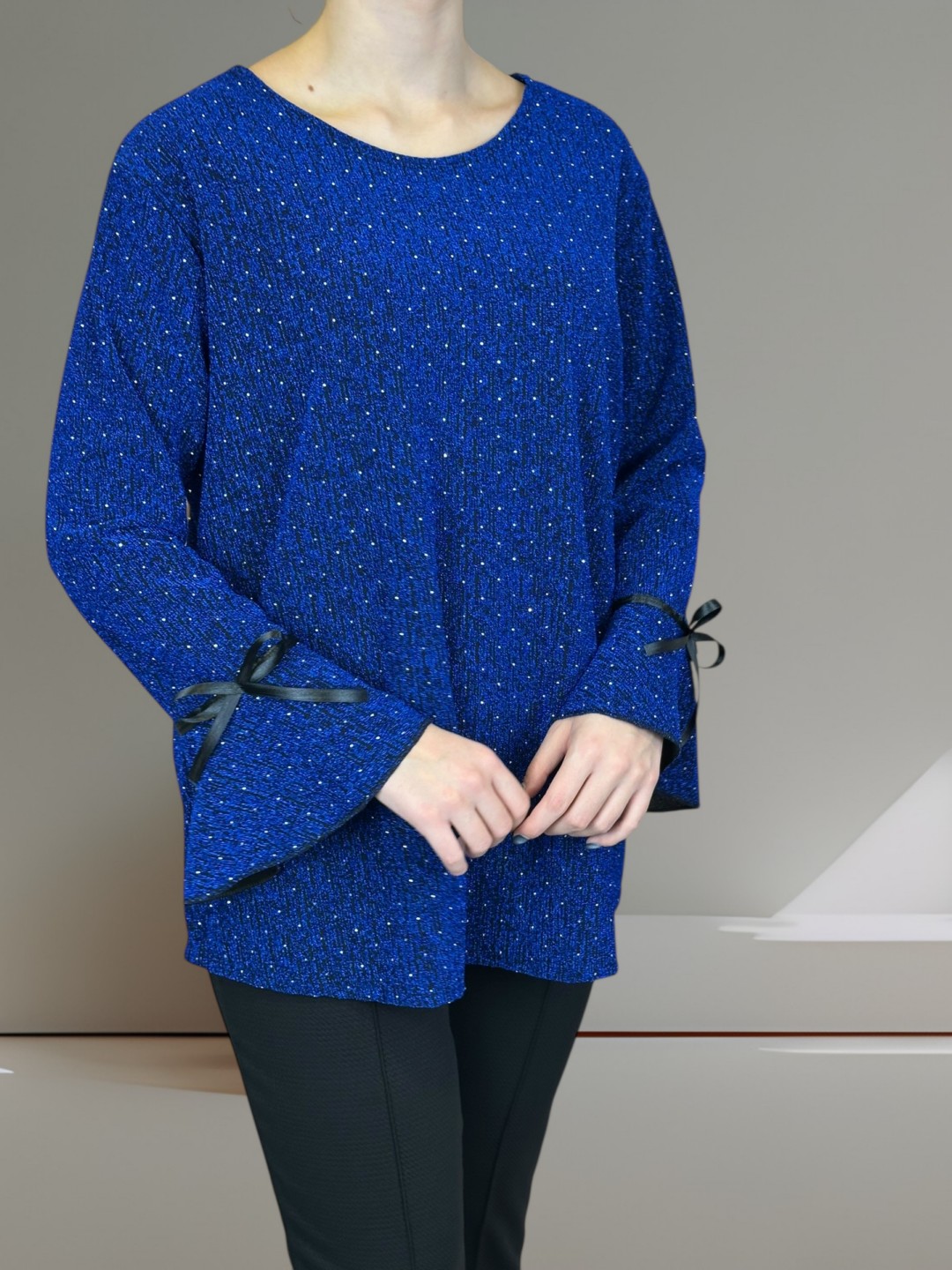 Lurex Glow Μπλούζα με Βολάν και Φιόγκο Lurex Glow Μπλούζα με Βολάν και Φιόγκο