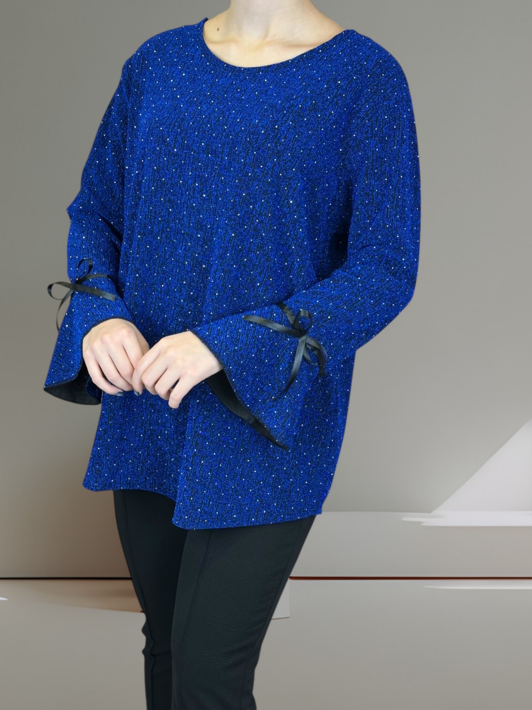 Lurex Glow Μπλούζα με Βολάν και Φιόγκο Lurex Glow Μπλούζα με Βολάν και Φιόγκο