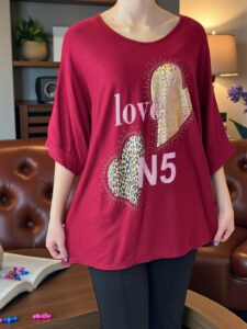 Chic Μπλούζα με Στάμπα και Μανίκι Τρία Τέταρτα