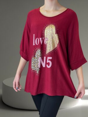 Chic Μπλούζα με Στάμπα και Μανίκι Τρία Τέταρτα