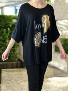 Chic Μπλούζα με Στάμπα και Μανίκι Τρία Τέταρτα