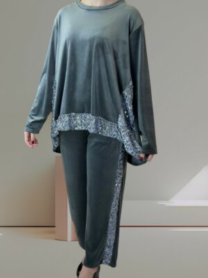 Glam Βελούδινο Σετ με Λάμψη Παγιέτας