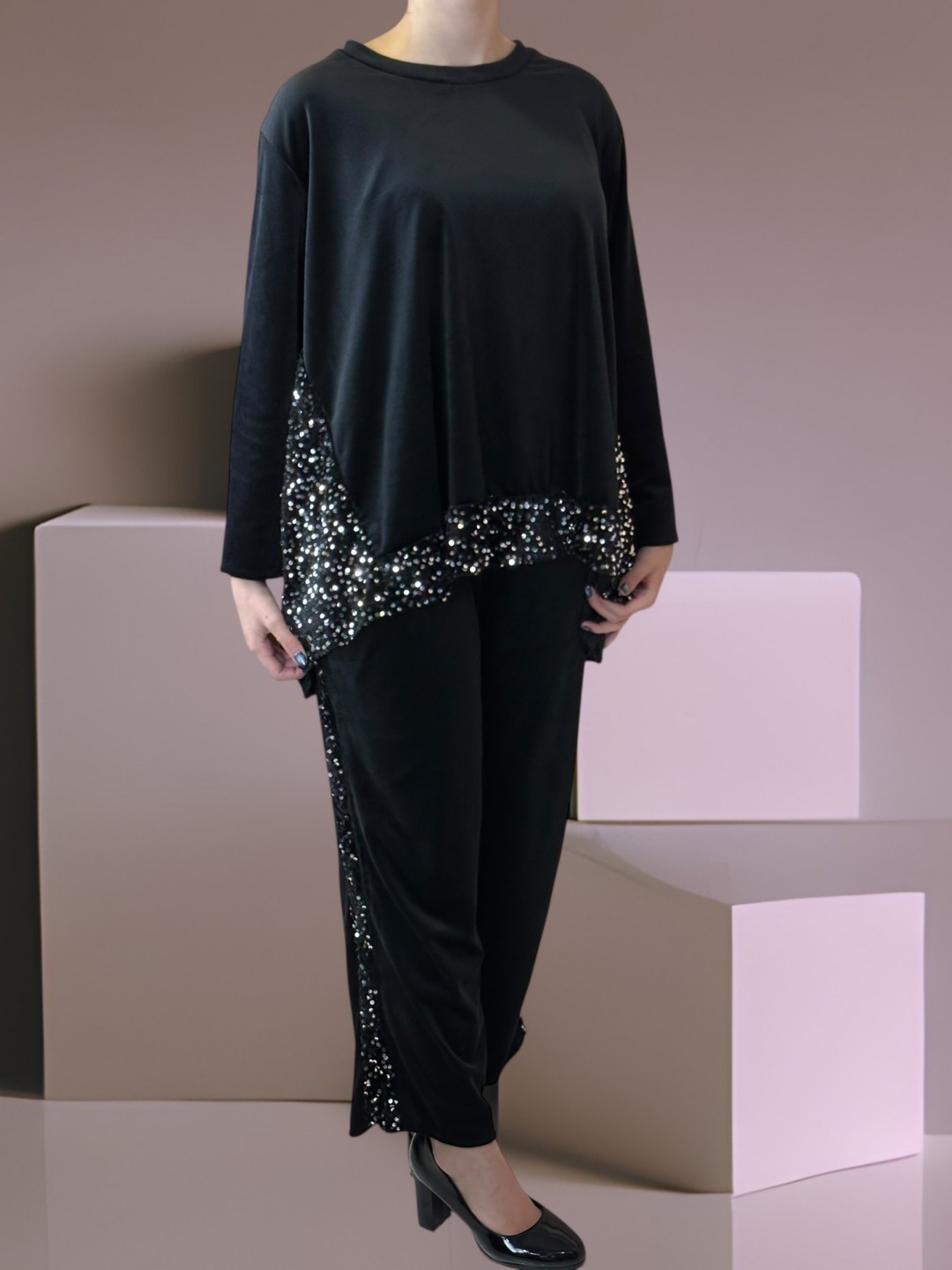 Glam Βελούδινο Σετ με Λάμψη Παγιέτας Glam Βελούδινο Σετ με Λάμψη Παγιέτας