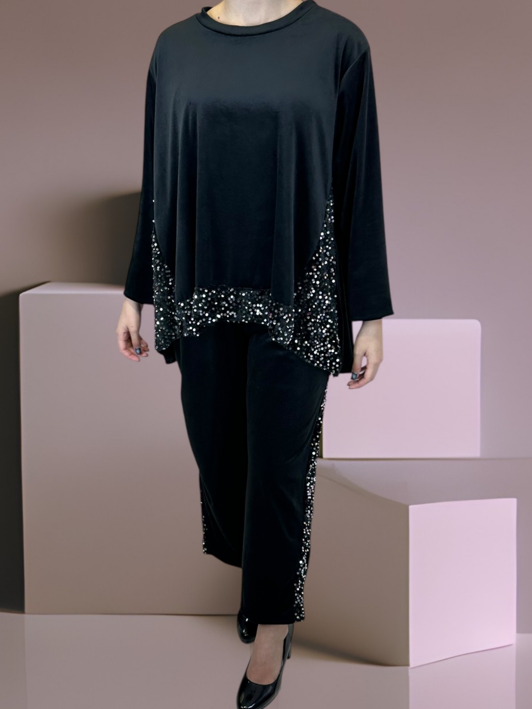 Glam Βελούδινο Σετ με Λάμψη Παγιέτας Glam Βελούδινο Σετ με Λάμψη Παγιέτας