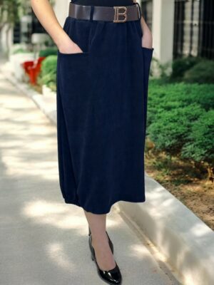 Κοτλέ Φούστα με Υφασμάτινη Ζώνη