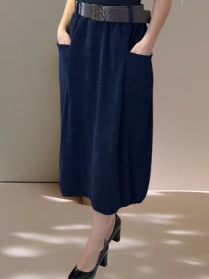 Κοτλέ Φούστα με Υφασμάτινη Ζώνη