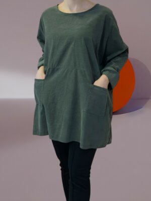 Casual Κοτλέ Μπλούζα με Χρήσιμες Τσέπες