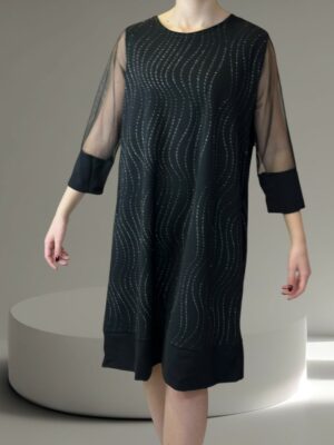 Elegant Glitter Dress με Αέρινα Διάφανα Μανίκια