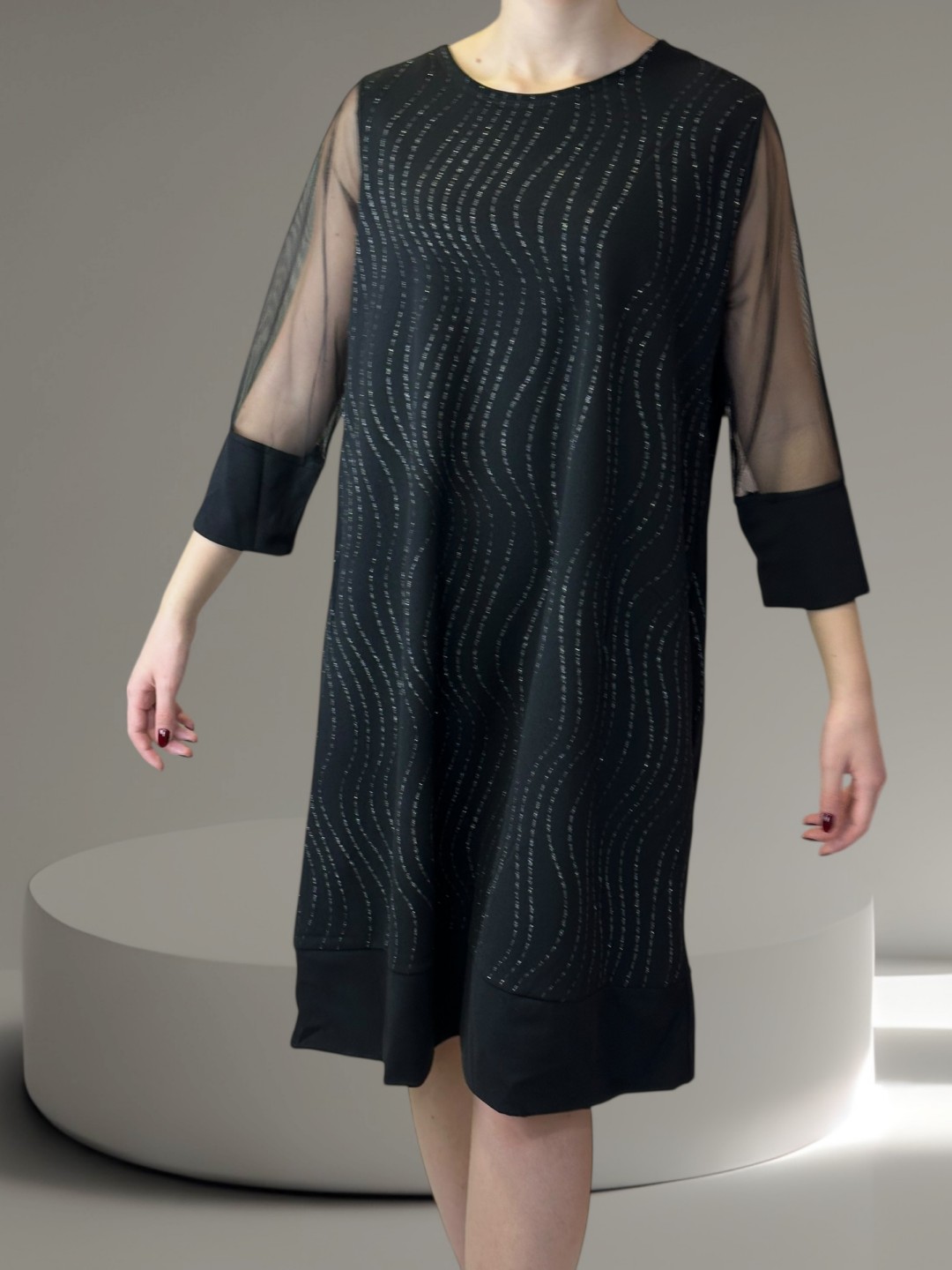 Elegant Glitter Dress με Αέρινα Διάφανα Μανίκια Elegant Glitter Dress με Αέρινα Διάφανα Μανίκια