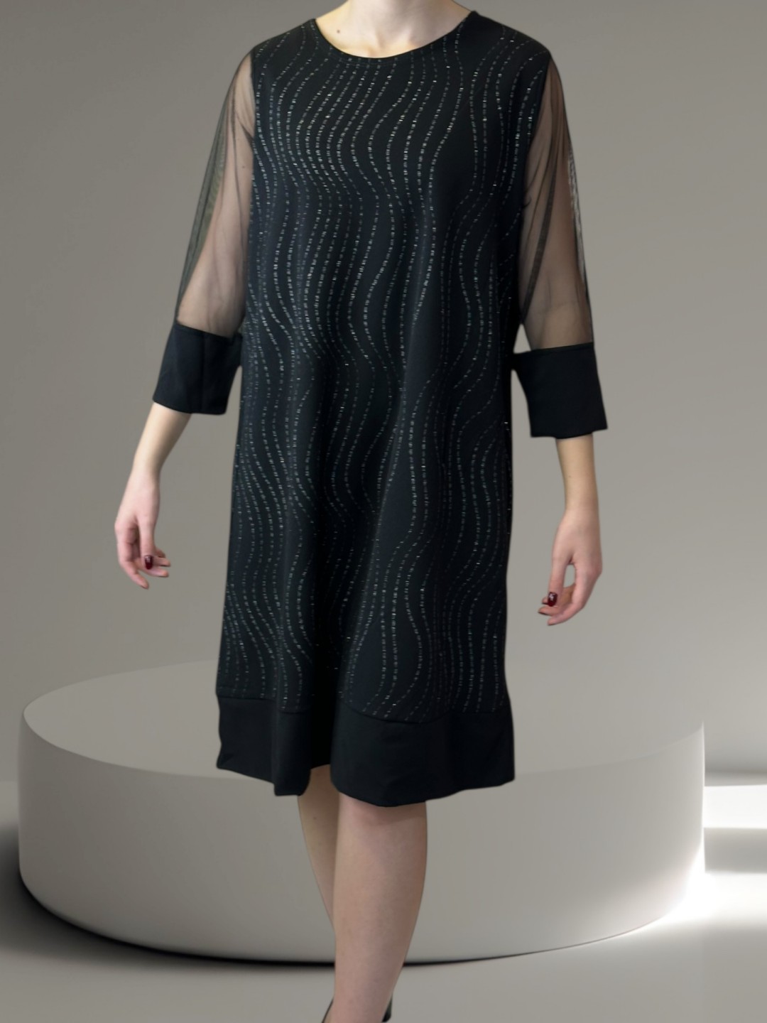 Elegant Glitter Dress με Αέρινα Διάφανα Μανίκια Elegant Glitter Dress με Αέρινα Διάφανα Μανίκια