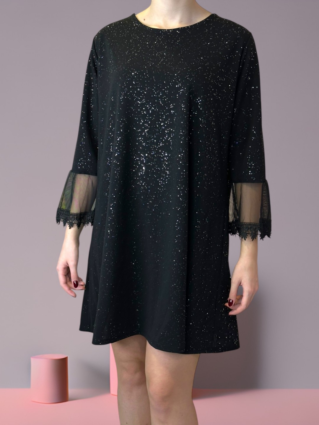 Elegant Dress με Lace Volant Μανίκια Elegant Dress με Lace Volant Μανίκια