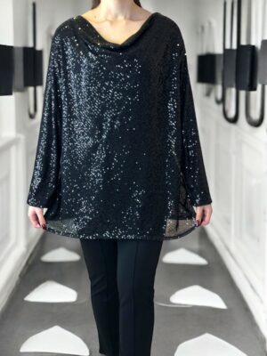 Ντραπέ Μπλούζα με Εντυπωσιακές Παγιέτες