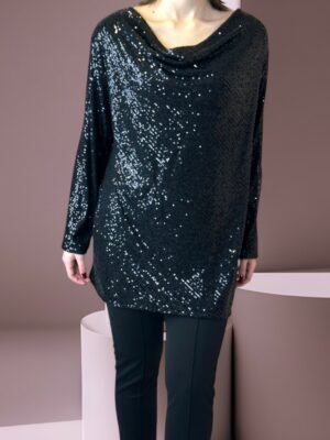 Ντραπέ Μπλούζα με Εντυπωσιακές Παγιέτες