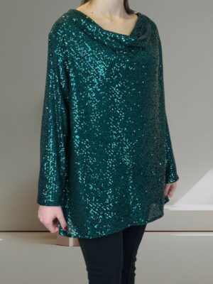 Ντραπέ Μπλούζα με Εντυπωσιακές Παγιέτες