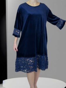 Γυναικείο Βελούδινο Φόρεμα με Κομψή Δαντέλα