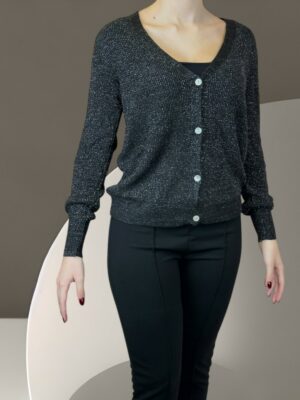 Elegant Ζακέτα με Κουμπιά & Ασημί Νήμα